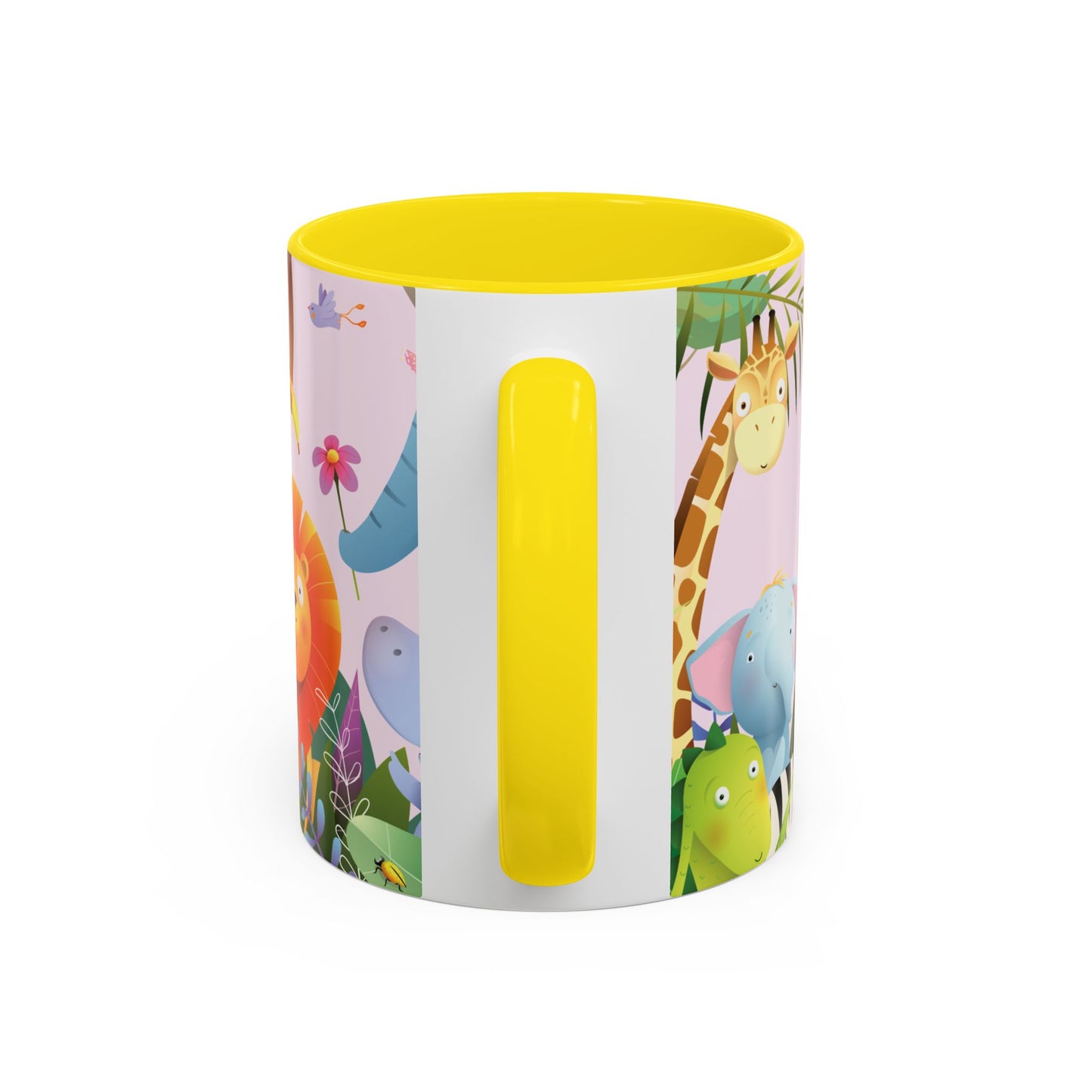 Be Happy Today Animal Jungle Accent Cup Coffee Mug - Accents in yellow, orange, blue and purple