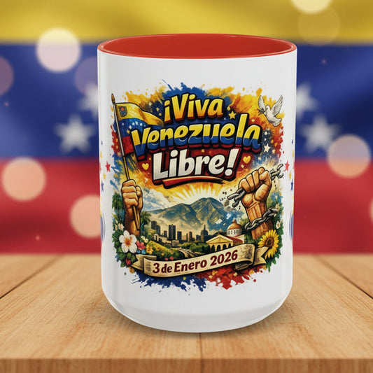 Special Edition Mug VIVA VENEZUELA LIBRE 15oz. Microwave Dishwasher Safe Free Shipping | Mugscity23 Exclusive Design