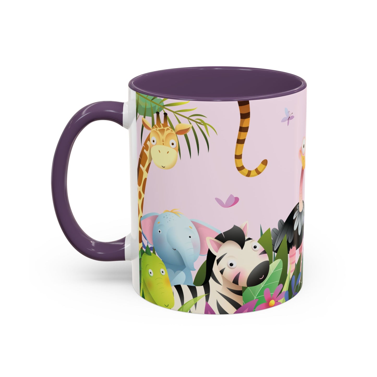 Be Happy Today Animal Jungle Accent Cup Coffee Mug - Accents in yellow, orange, blue and purple