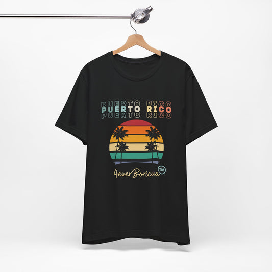 PUERTO RICO BEACH RETRO Unisex Boricua Shirt 4everBoricua™️ - Black