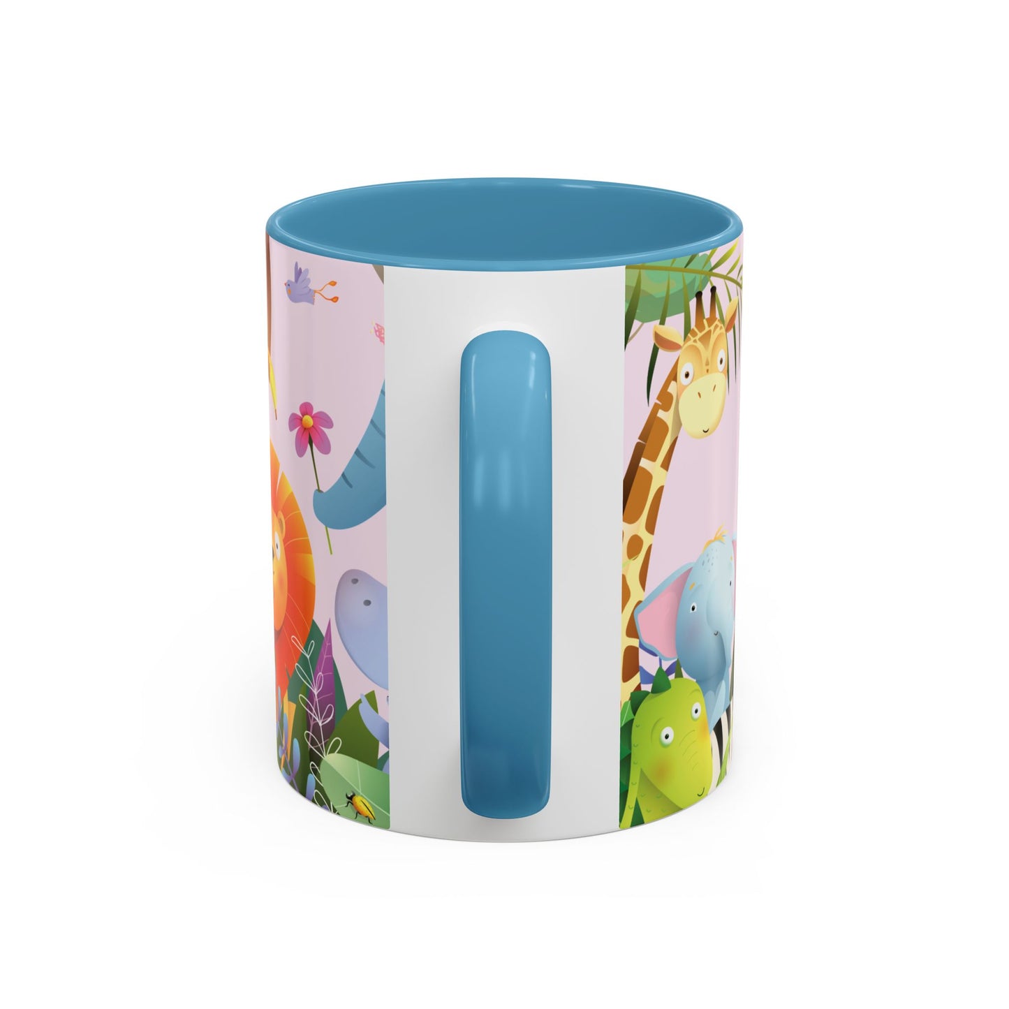 Be Happy Today Animal Jungle Accent Cup Coffee Mug - Accents in yellow, orange, blue and purple