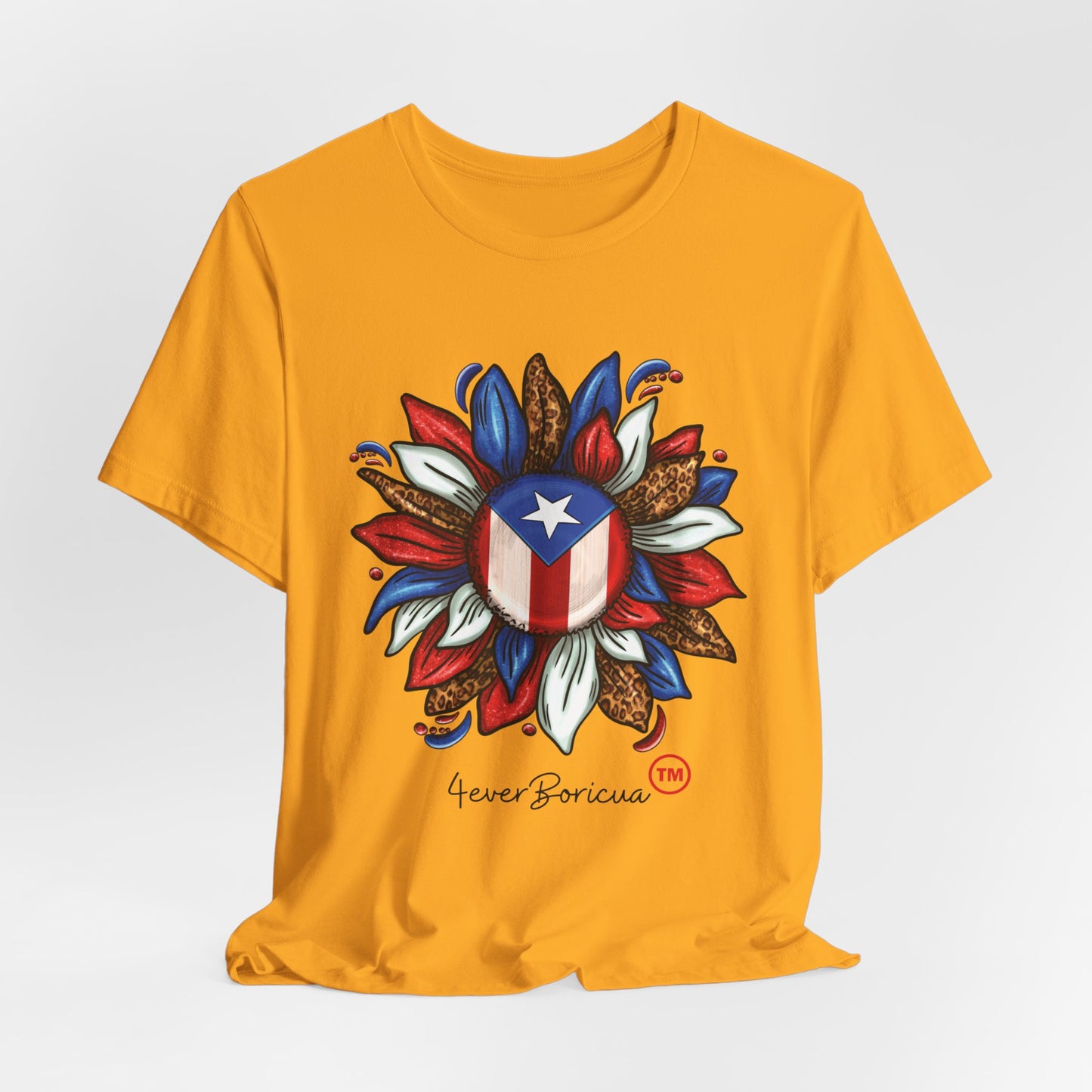 PUERTO RICAN BLOOMING FLAG Gold Unisex Puerto Rico Boricua Shirt 4everBoricua™️