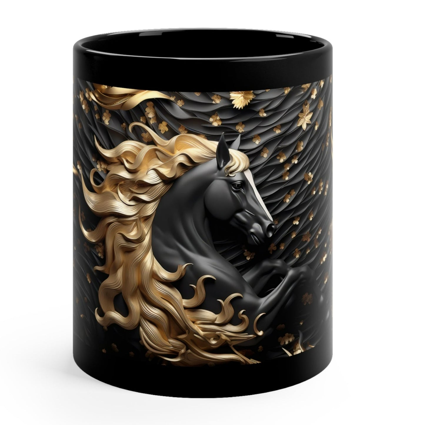 BLACK and GOLD 3D HORSE Mug - Special Edition - Mugscity - Free Shipping