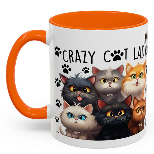 Cat Cup Coffee Mug Crazy Cat Lady Mugs for Cats Lovers Orange, Yellow, Red and Black