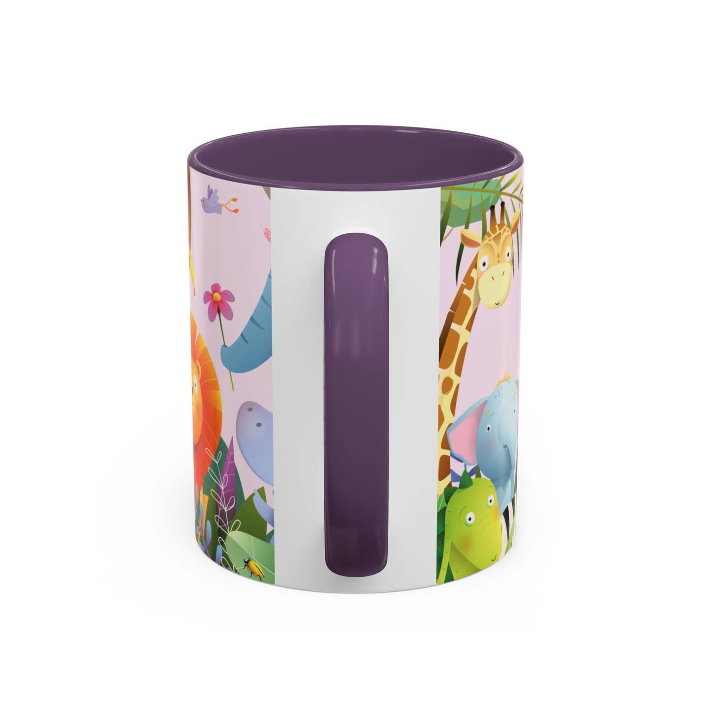 Be Happy Today Animal Jungle Accent Cup Coffee Mug - Accents in yellow, orange, blue and purple