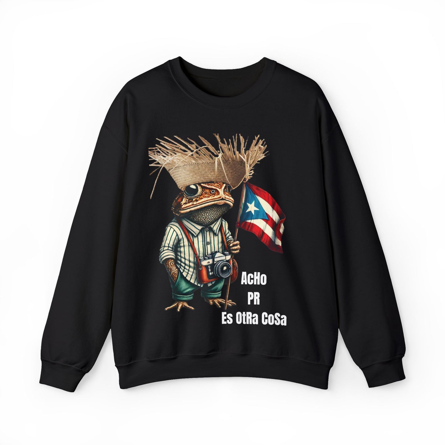ACHO PR Es OTRA Cosa Puerto Rico Sweatshirt | Boricua Pride Unisex Black Crewneck | Sapo Concho 4everBoricua Exclusive Design