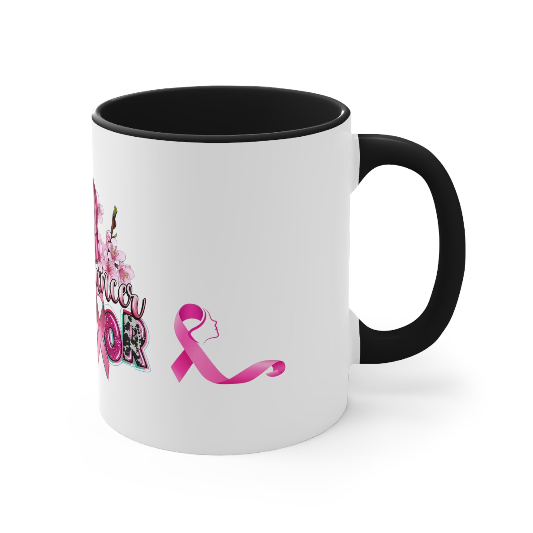 BREAST CANCER WARRIOR Mug - Pink, Red or Black accents in mug - MUGSCITY -  Free Shipping