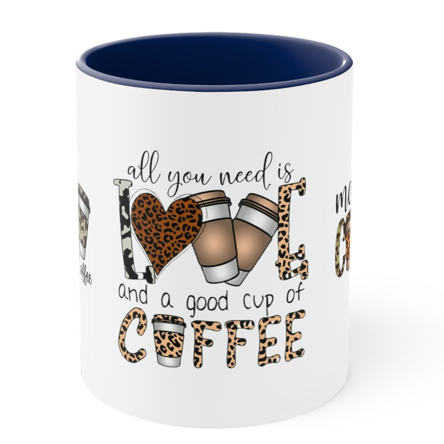 COFFEE LOVERS OFFICIAL Mug - With Color Accents - Black, Red, Pink, Blue, Navy - Mugscity 23 - Free Shipping