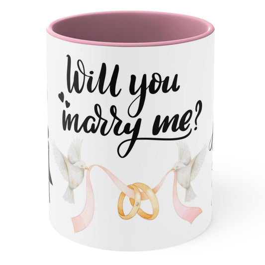MARRIAGE PROPOSAL MUG - Will You Marry Me? Mug - Pink Accent - Mugscity - Free Shipping