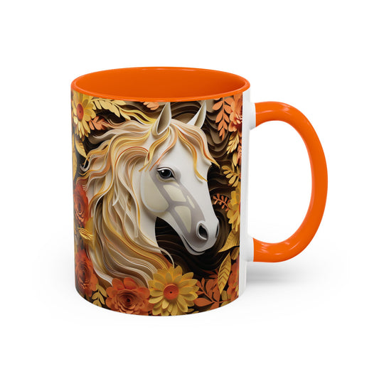 Golden Autumn Horse Mug – 11oz Orange Ceramic | Musgcity 23
