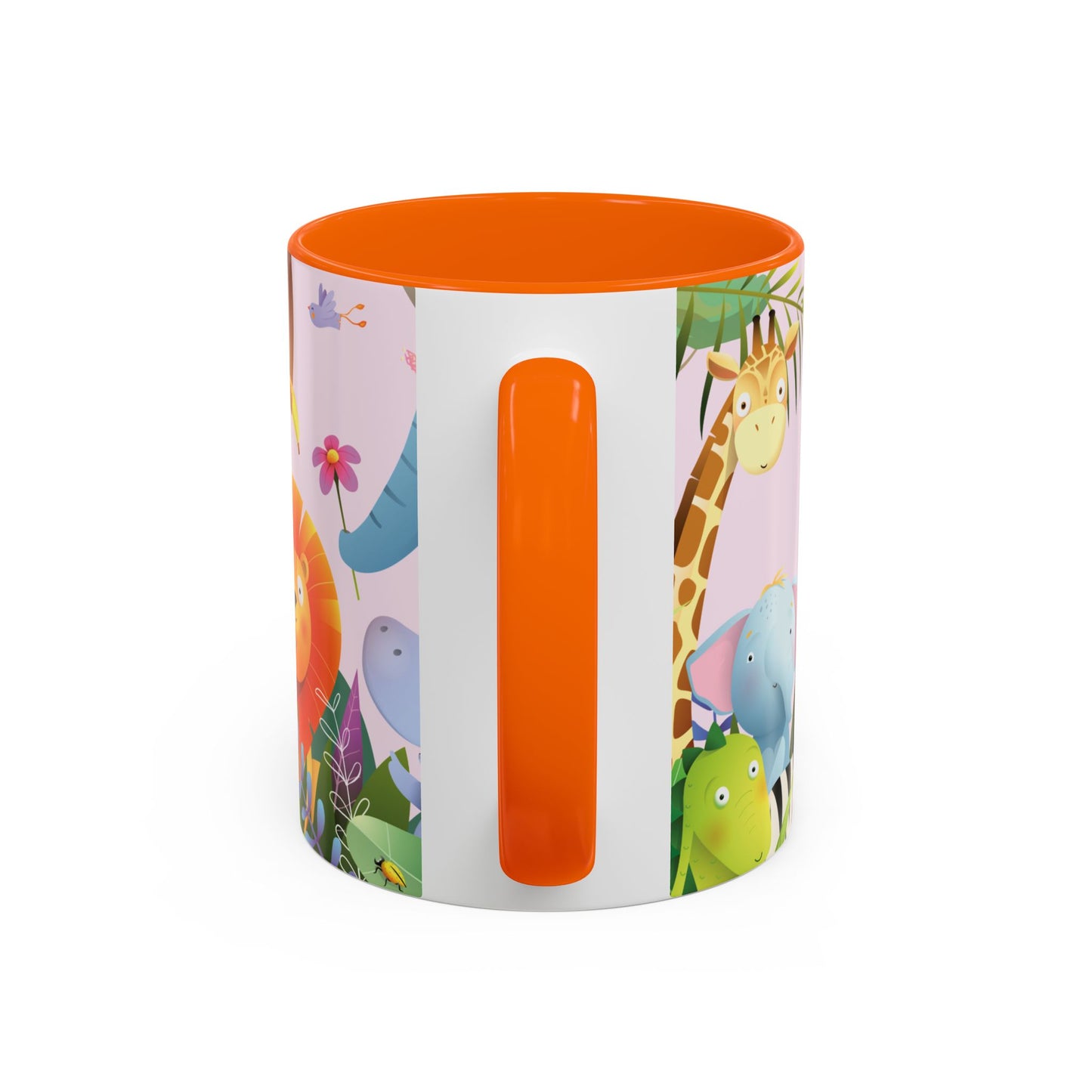 Be Happy Today Animal Jungle Accent Cup Coffee Mug - Accents in yellow, orange, blue and purple