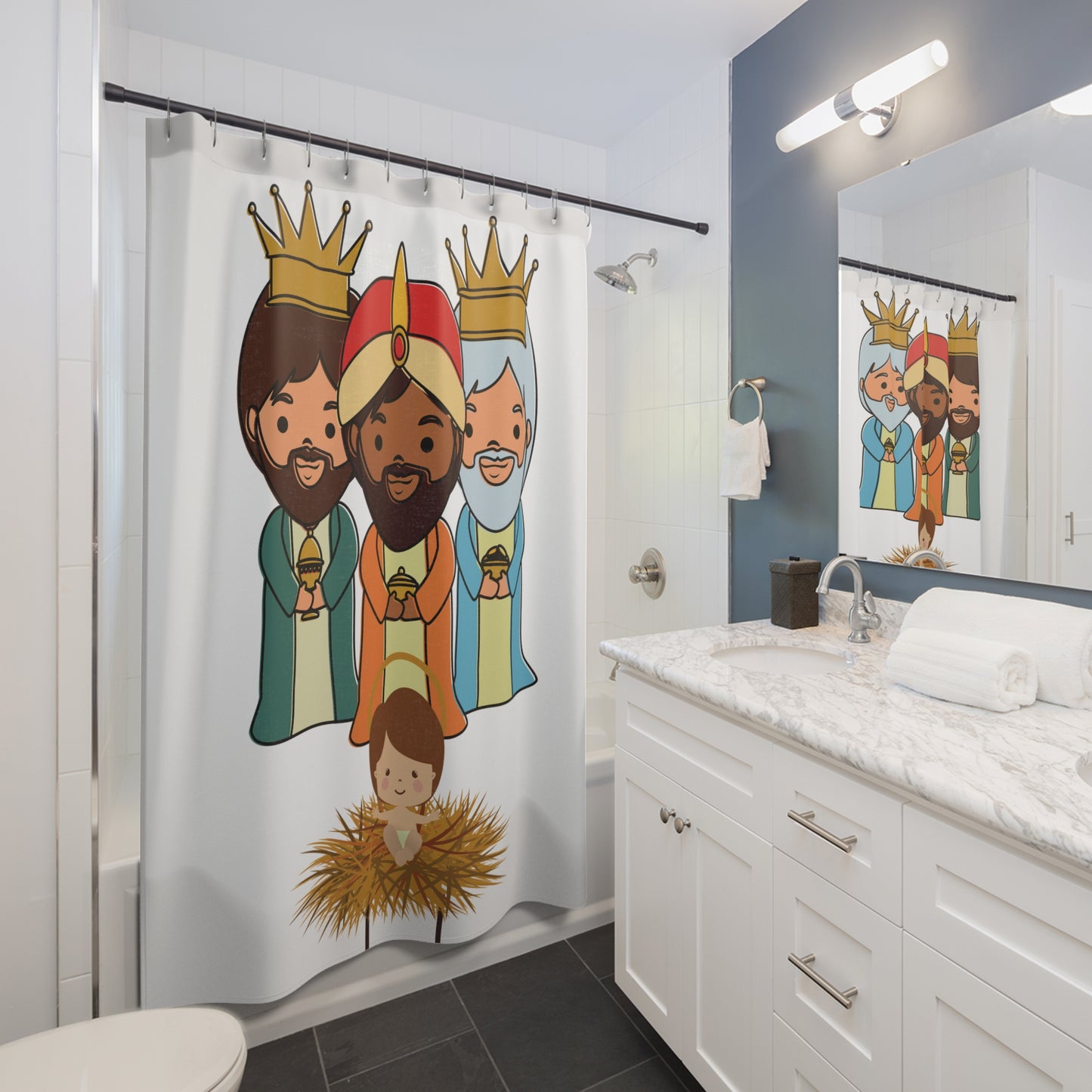 3 THREE KINGS WITH JESUS Shower Curtain PR Christmas Reyes Magos Free Shipping