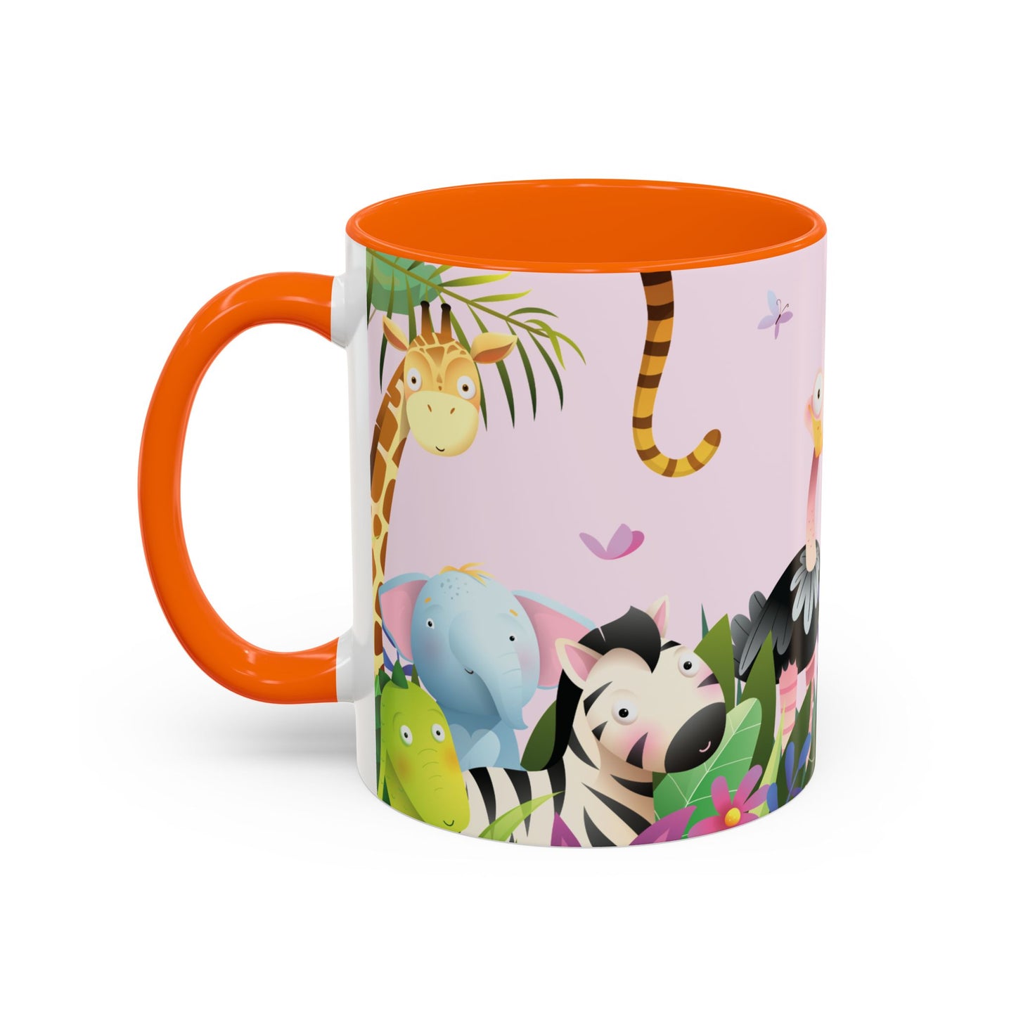 Be Happy Today Animal Jungle Accent Cup Coffee Mug - Accents in yellow, orange, blue and purple