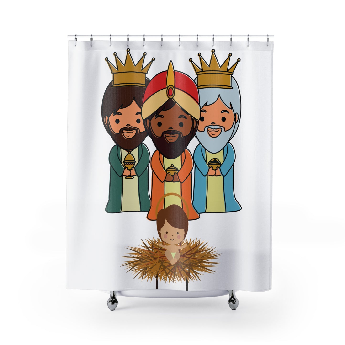 3 THREE KINGS WITH JESUS Shower Curtain PR Christmas Reyes Magos Free Shipping