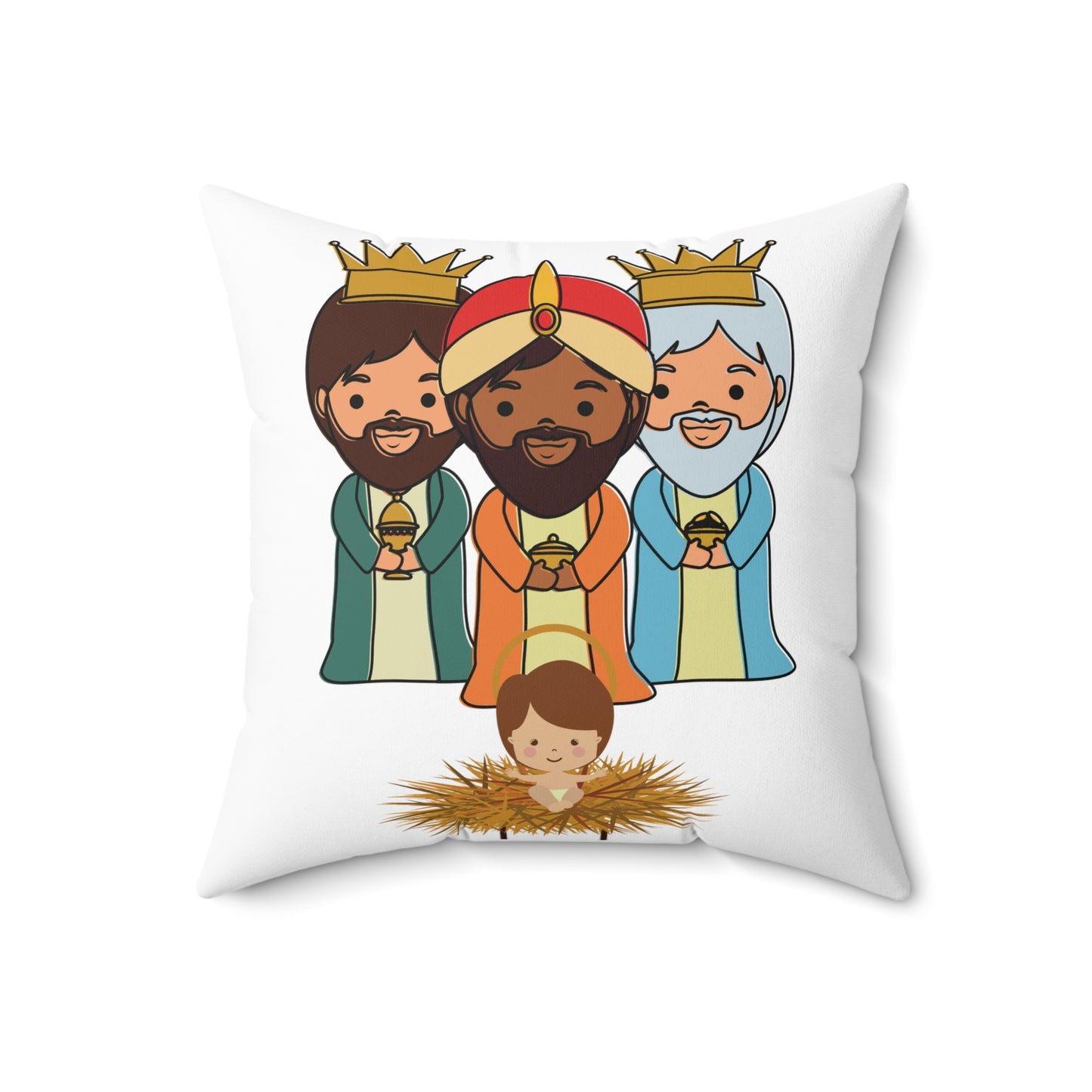 3 Three Kings with Jesus Decorative Cover and Pillows Cojín Reyes Magos - Different Sizes 14X14, 16X16 AND 18X18. Free Shipping..