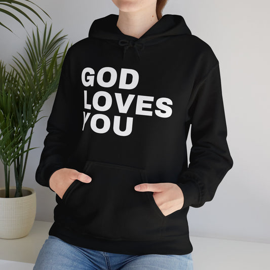 GOD LOVES YOU Unisex Hoodie Sweatshirt Black Unisex Hooded Sweater Jesus Sweaters Hoodies