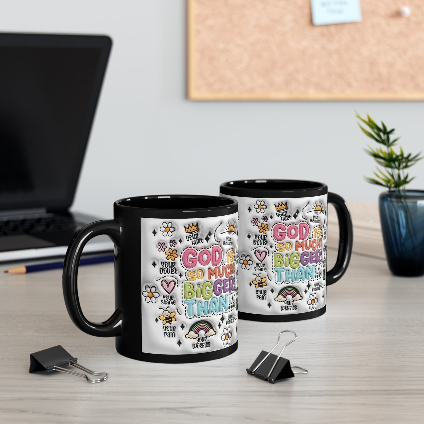 GOD IS SO MUCH BIGGER THAN - BLACK 3D MUG - MUGSCITY - Free Shipping