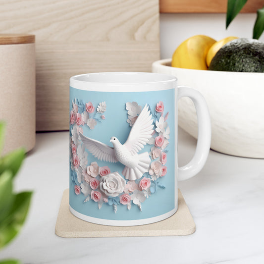 WHITE DOVE CERAMIC MUG - 3D MUGS - MUGSCITY23 - Free Shipping