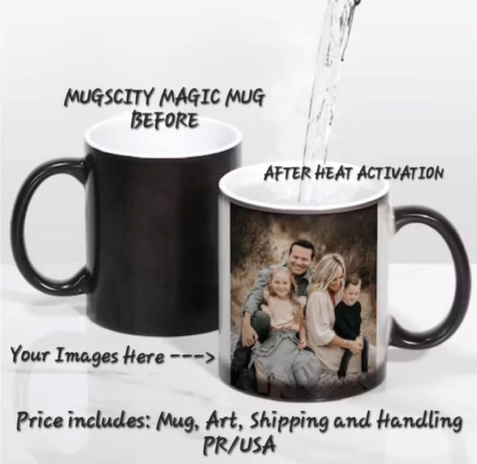 MUGSCITY Personalized MAGIC MUG Color Morphing heat activated Cup Coffee Mug Surprise Gift Free Shipping USA and PR!