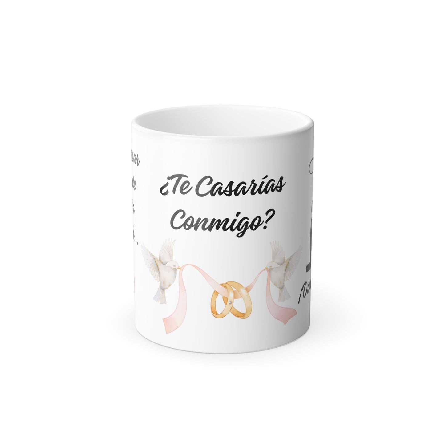 Wedding Proposal Surprise Coffee Mug Spanish Morphing Cup Regalos Propuesta Matrimonial Taza Mágica