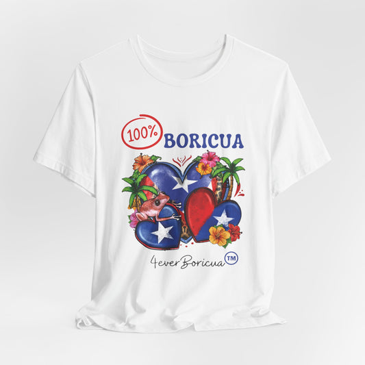 100% BORICUA Unisex Puerto Rico Elements Boricua Shirt 4everBoricua™️ - White