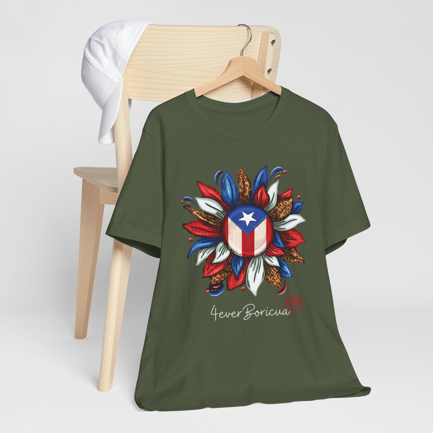 PUERTO RICAN BLOOMING FLAG Military Green Unisex Puerto Rico Boricua Shirt 4everBoricua™️