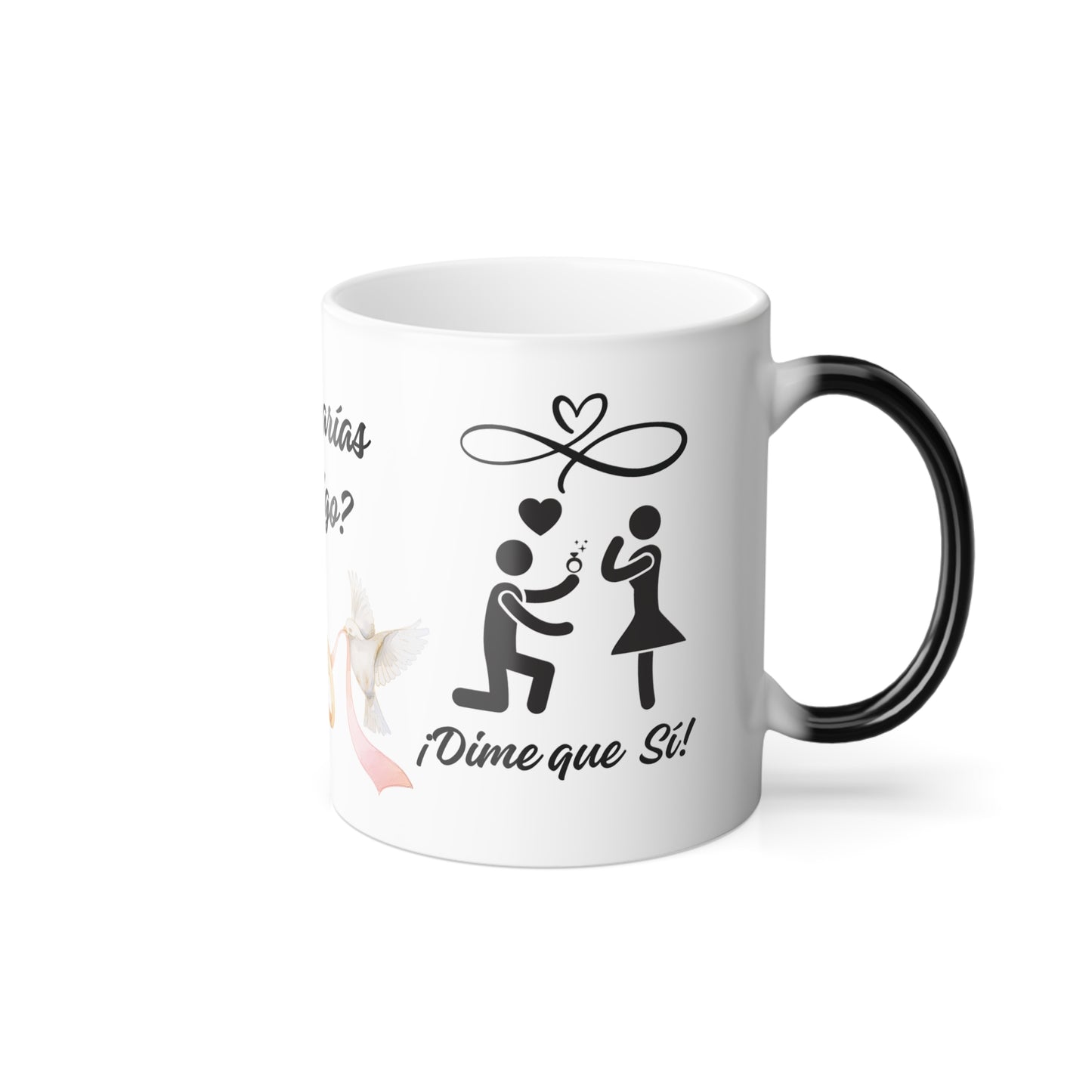 Wedding Proposal Surprise Coffee Mug Spanish Morphing Cup Regalos Propuesta Matrimonial Taza Mágica