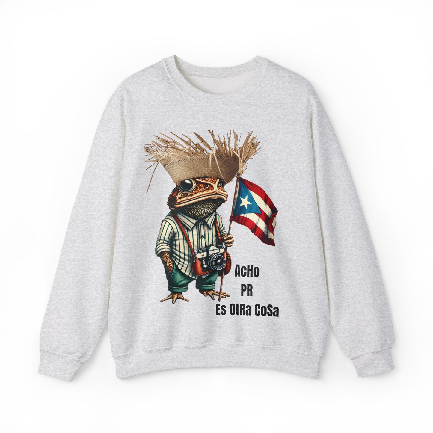 ACHO PR Es OTRA Cosa Puerto Rico Sweatshirt | Boricua Pride Unisex Ash Crewneck | Sapo Concho 4everBoricua Exclusive Design