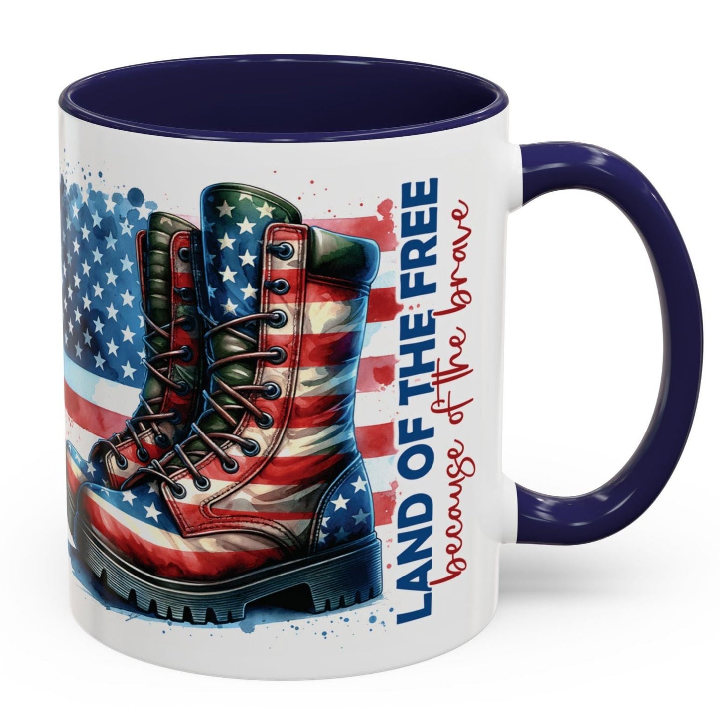 Because of the Braves Veterans Tribute Cup Coffee Mug - Navy, Red