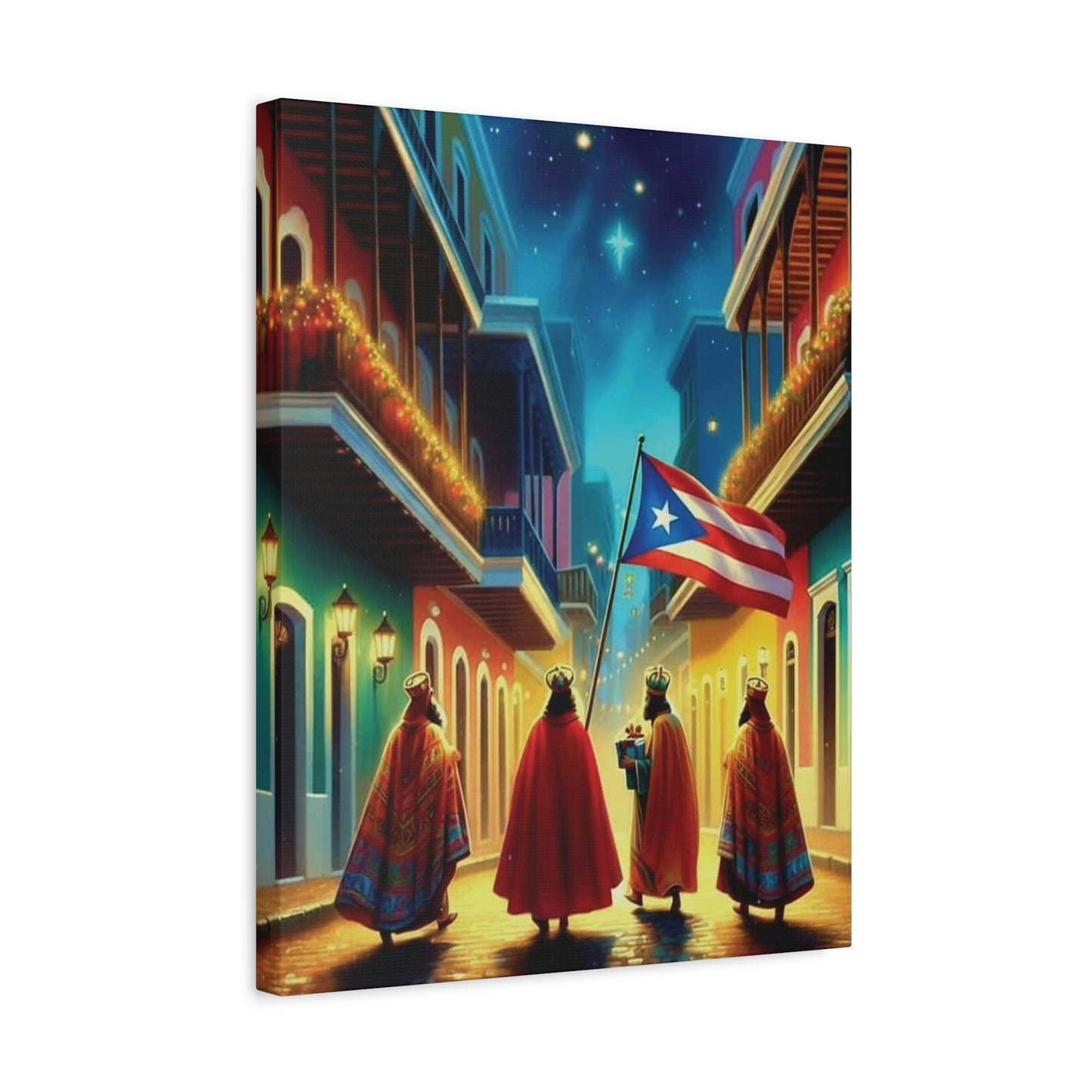 TRES REYES MAGOS CON JESÚS EN PR - Wall Canvas Art 16x20 Exclusivo Listo para Colgar | 4everBoricua