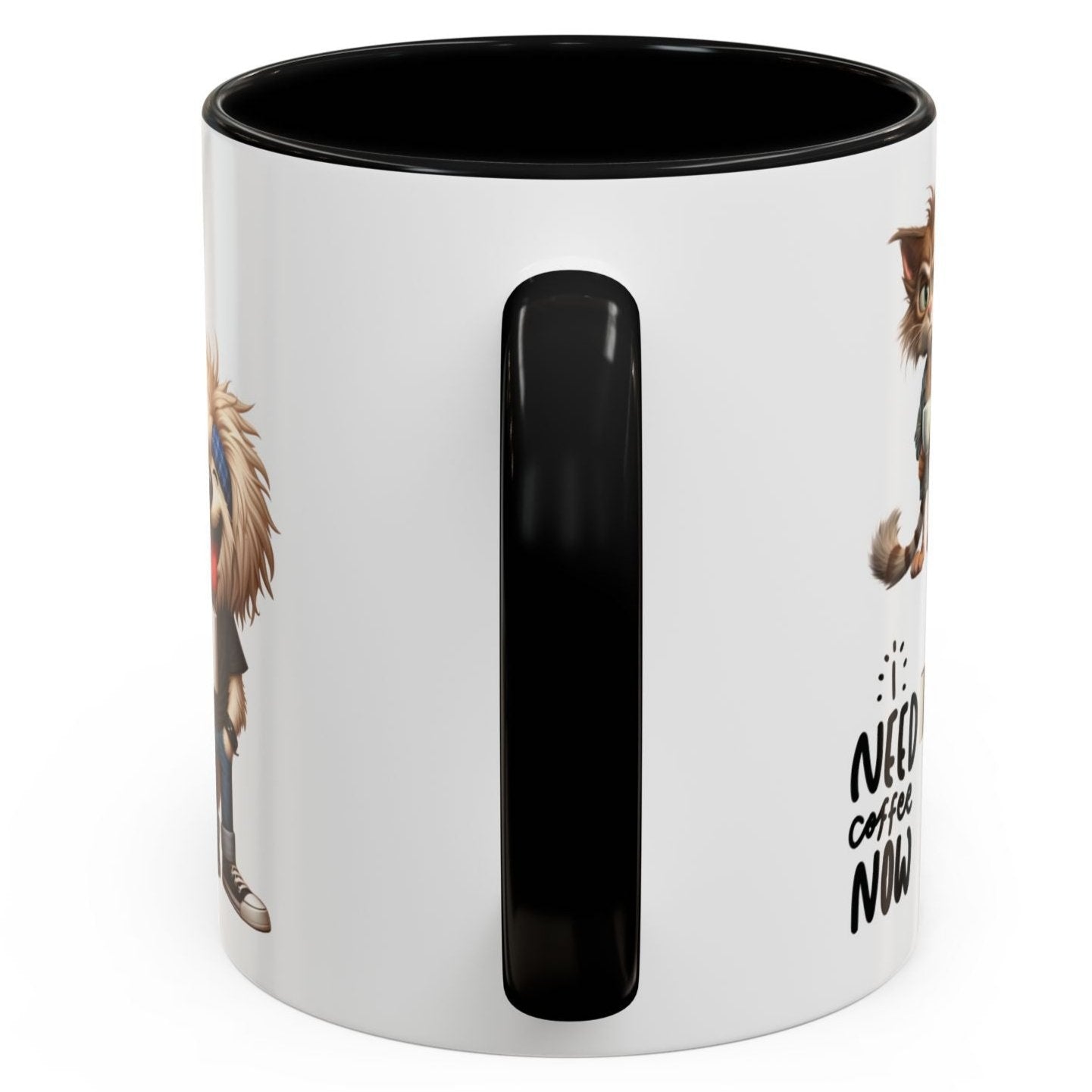 Funny Cup Coffee Mug for Coffee Lovers. Available with Black, Orange and Red accents.