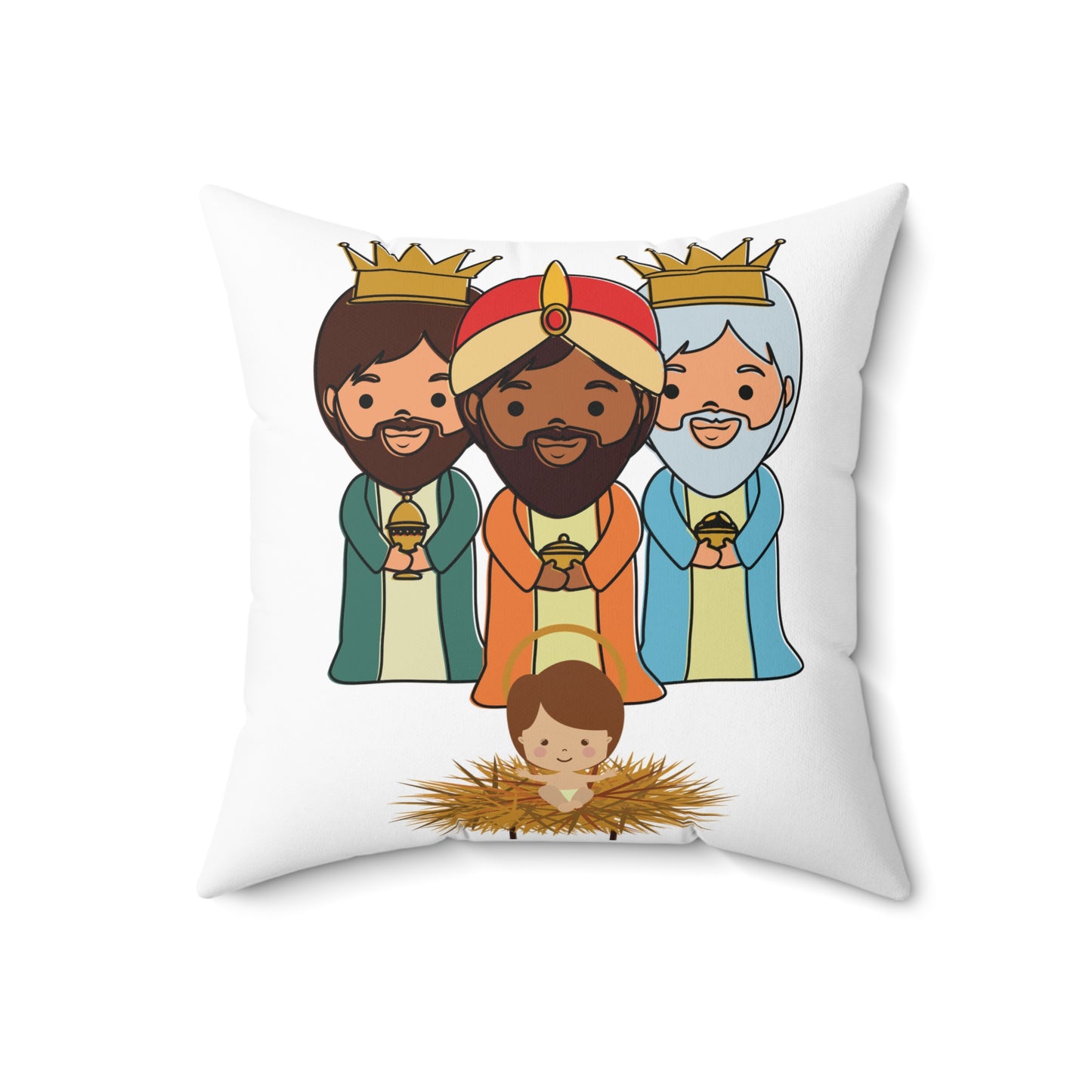 3 Three Kings with Jesus Decorative Cover and Pillows Cojín Reyes Magos - Different Sizes 14X14, 16X16 AND 18X18. Free Shipping..