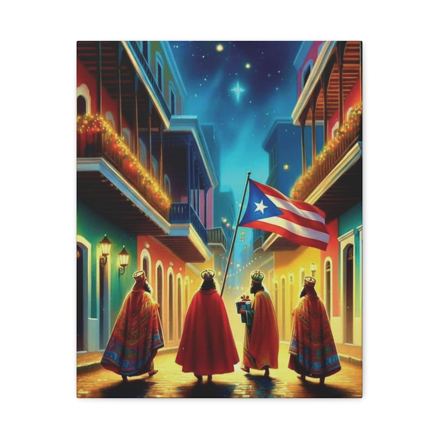TRES REYES MAGOS CON JESÚS EN PR - Wall Canvas Art 16x20 Exclusivo Listo para Colgar | 4everBoricua