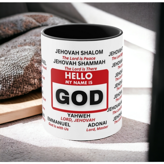 21 NAMES OF GOD Mug God names Mugs Christian Mug Religious Black