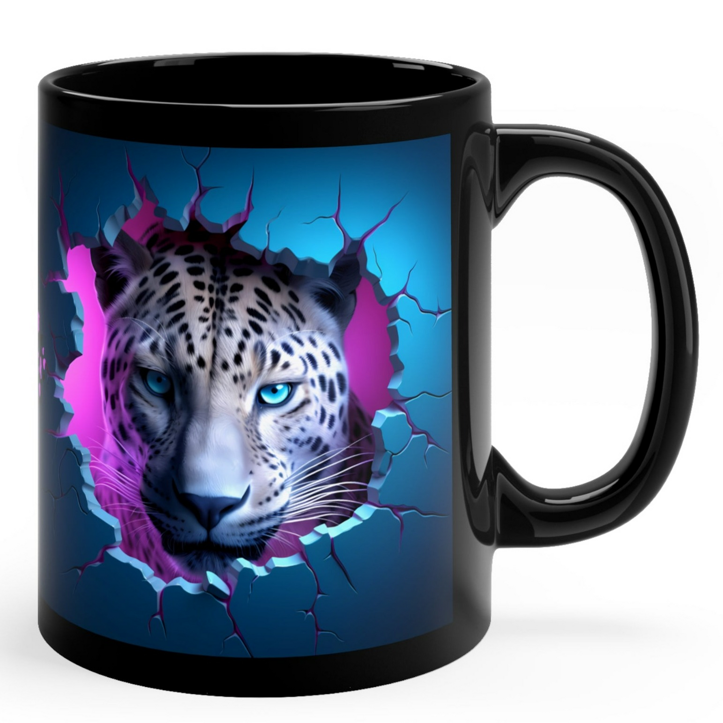 AMAZING 3D LEOPARD MUG - GLOSSY BLACK MUG - Mugscity - Free Shipping