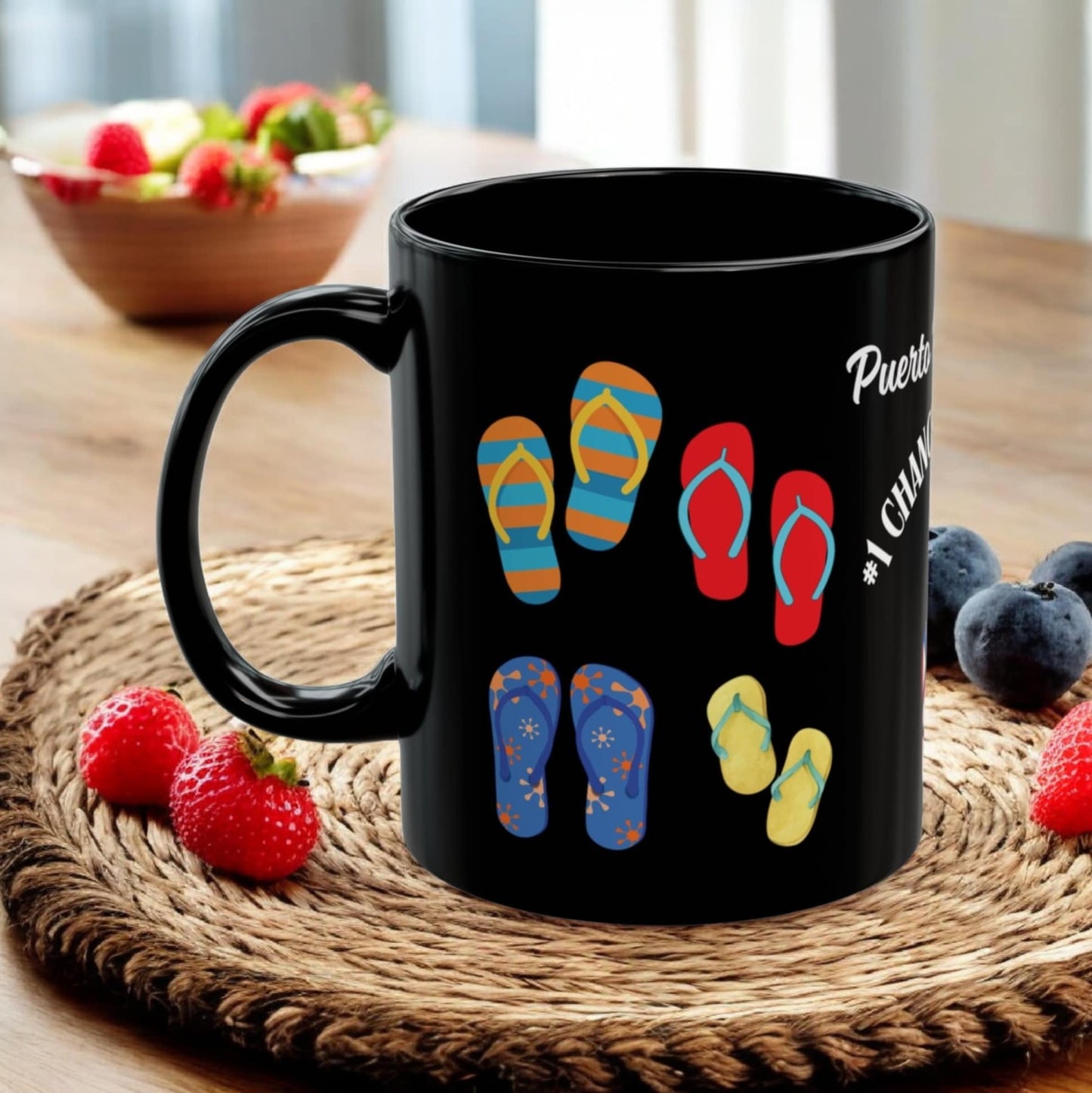 Puerto Rican Mom Chancla Champion Funny Mug | Black Coffee Cup, Flip Flop Graphics | Gift for Mom Mother Mother's Day