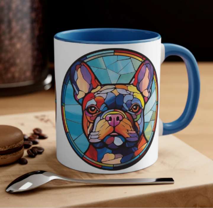 FRENCH BULLDOG MUG - Dog Breeds Mugs - Red, Pink, Blue, Navy and Black Accents - MUGSCITY - Free Shipping