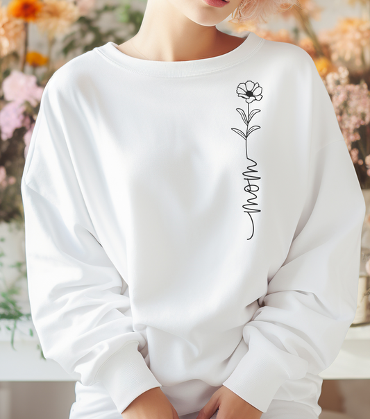 FLOWER TO MOM Sweatshirt | Mother Sweatshirt Crewneck - White, Blue, Pink