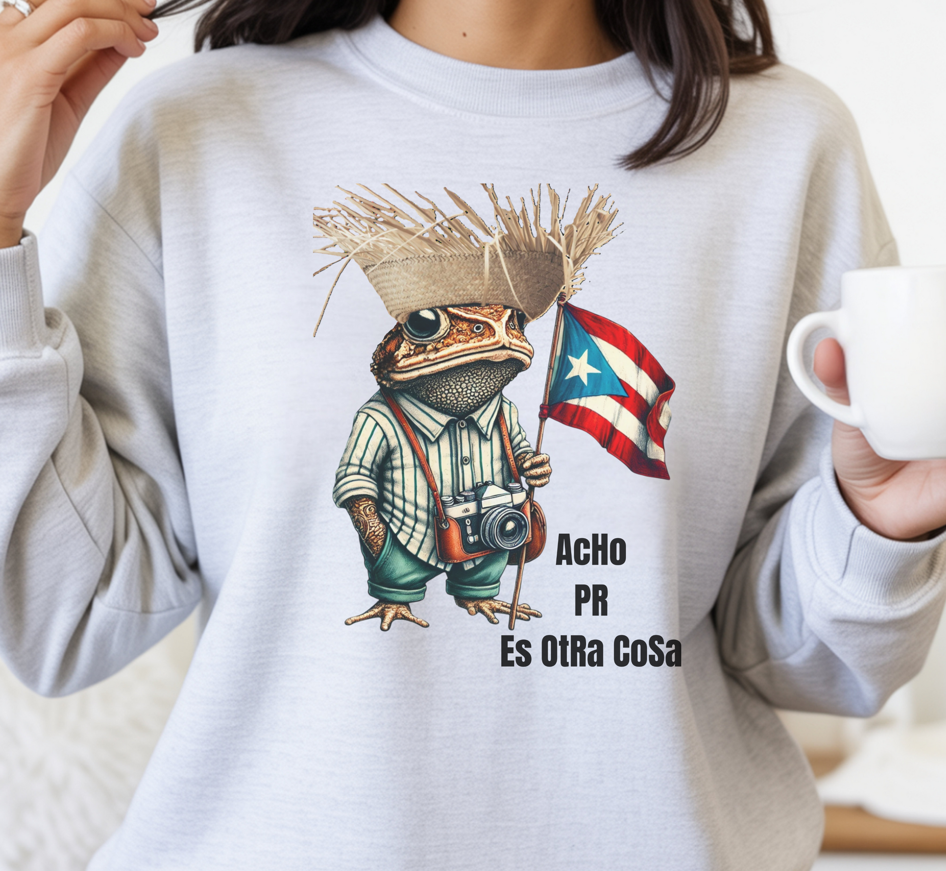 acho pr es otra cosa sweatshirt puerto rico white ash unisex free shipping sapo concho puerto Rican flag
