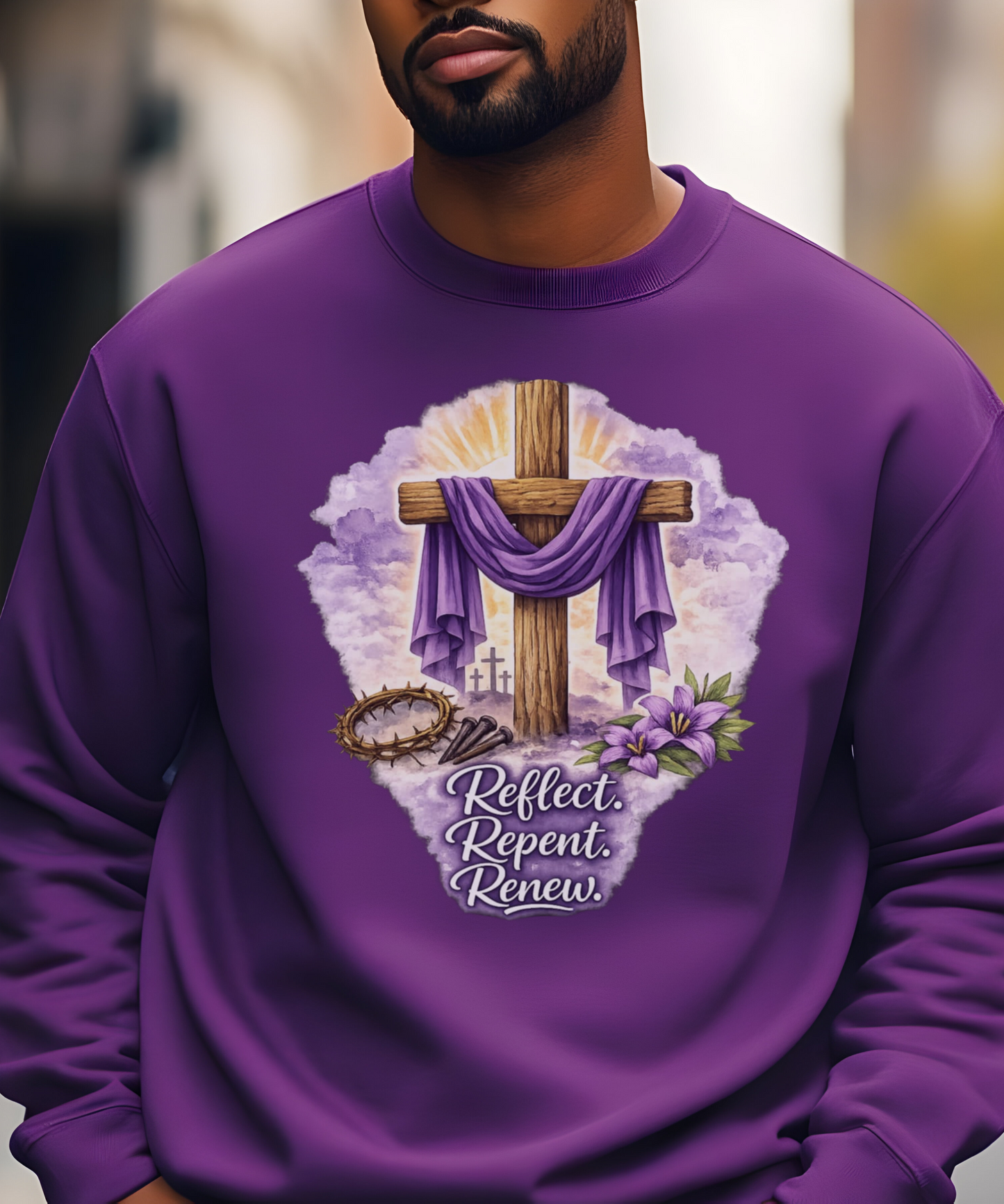 Lent REFLECT REPT RENEW Unisex Sweatshirt| Easter Advent Religious Christian Crewneck